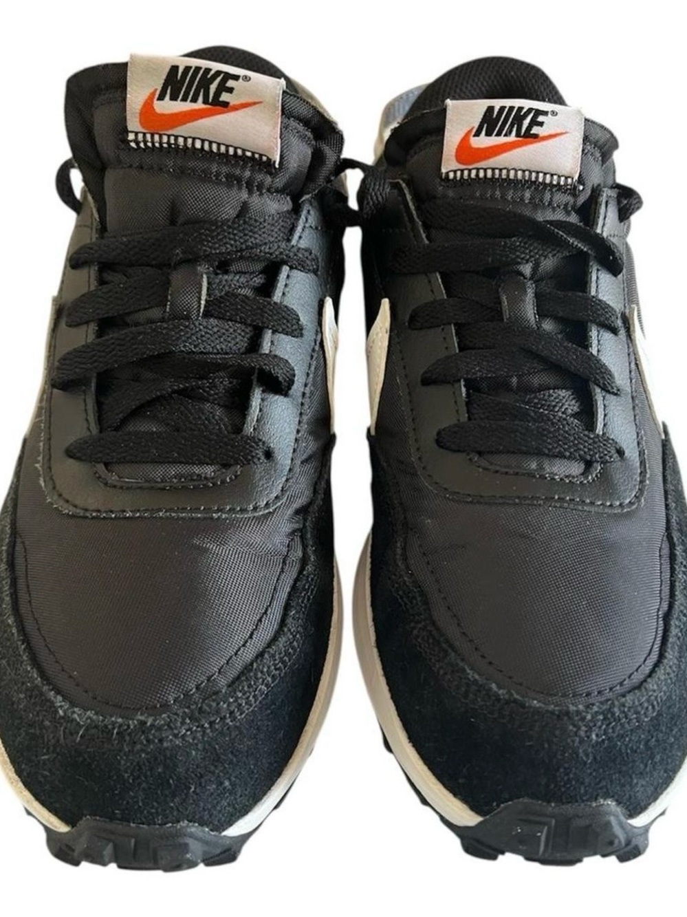 Nike Waffle Debut Low Top Lace-Up Sneakers Black White DH9523-002